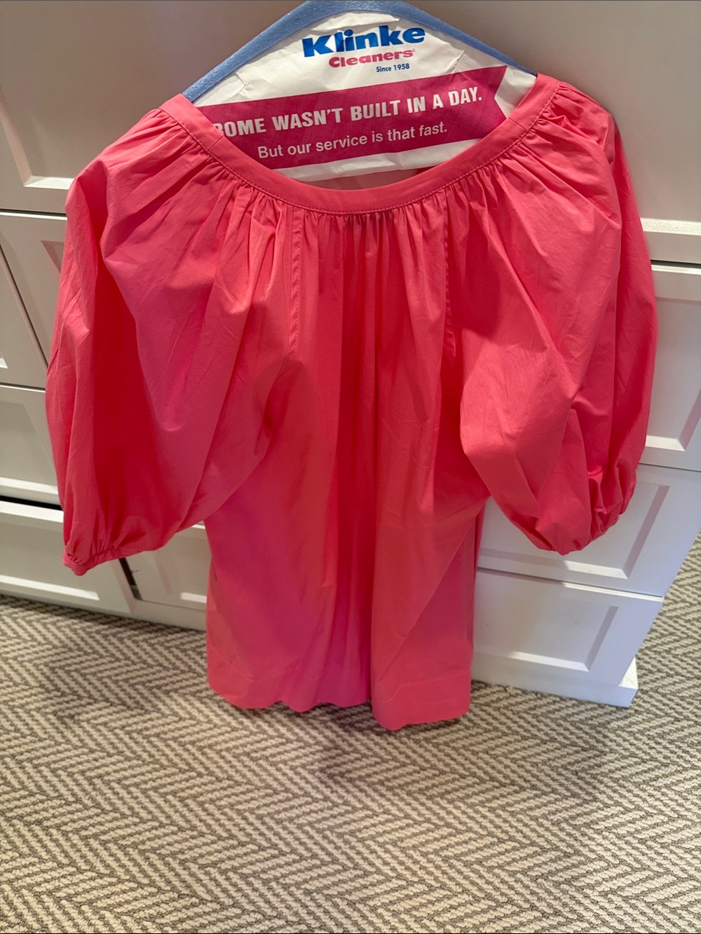 STAUD Coral Pink Button-Front Puff Sleeve Blouse - Picture 2 of 5